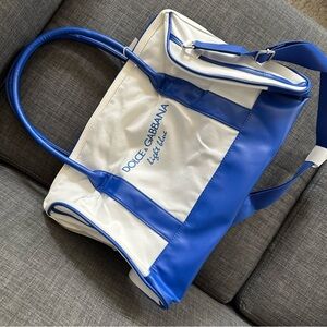 Dolce & Gabbana canvas weekender bag with faux leather trim